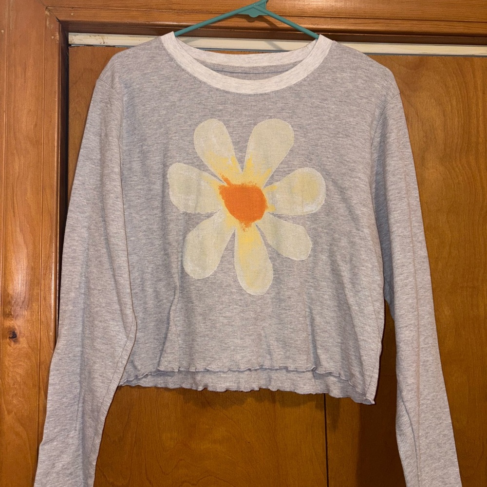 Natural Life Gray Ribbed Long Sleeve Top